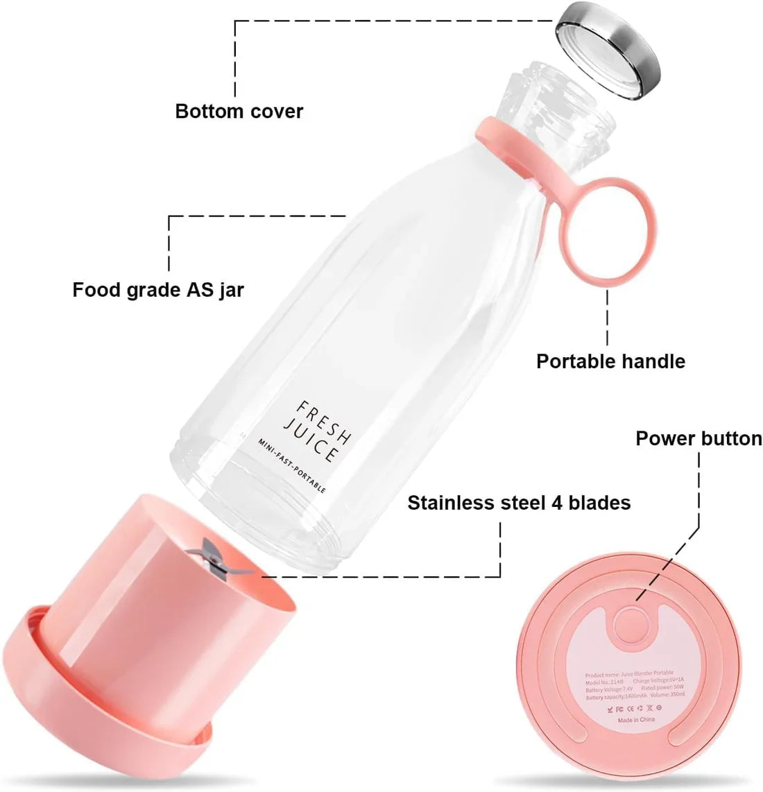 Premium Portable Electric Blender fresh juice Bottle Leakproof & Stylish