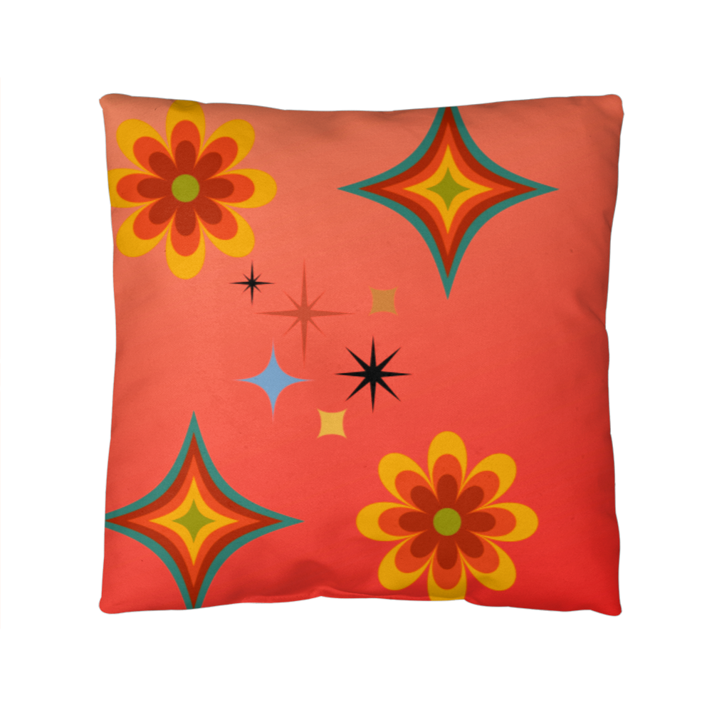 Colorful Cosmic Soul Throw Pillow | Retro Art Cushion by M.J. Piron