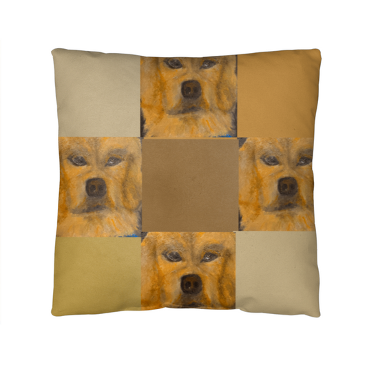 Woody's World Oil Portrait Pillow | Hand-Painted Golden Spirit Design by M.J. Piron