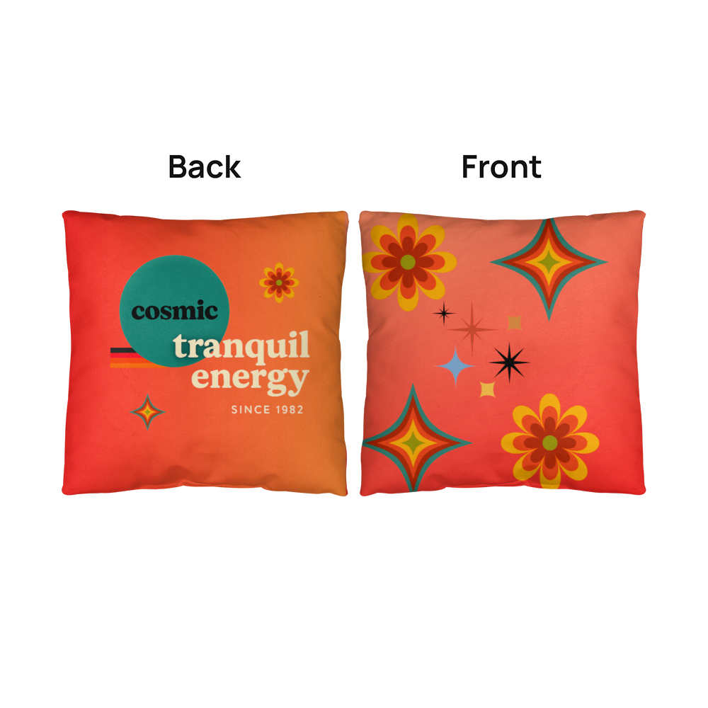 Colorful Cosmic Soul Throw Pillow | Retro Art Cushion by M.J. Piron