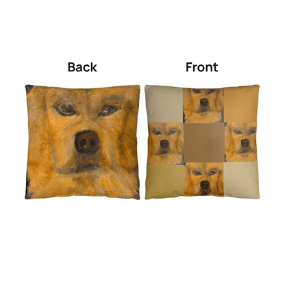 Woody's World Oil Portrait Pillow | Hand-Painted Golden Spirit Design by M.J. Piron