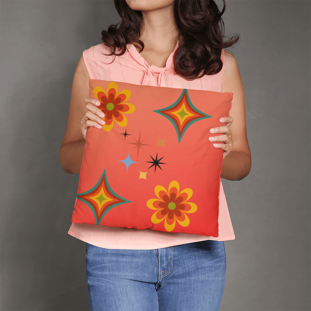 Colorful Cosmic Soul Throw Pillow | Retro Art Cushion by M.J. Piron