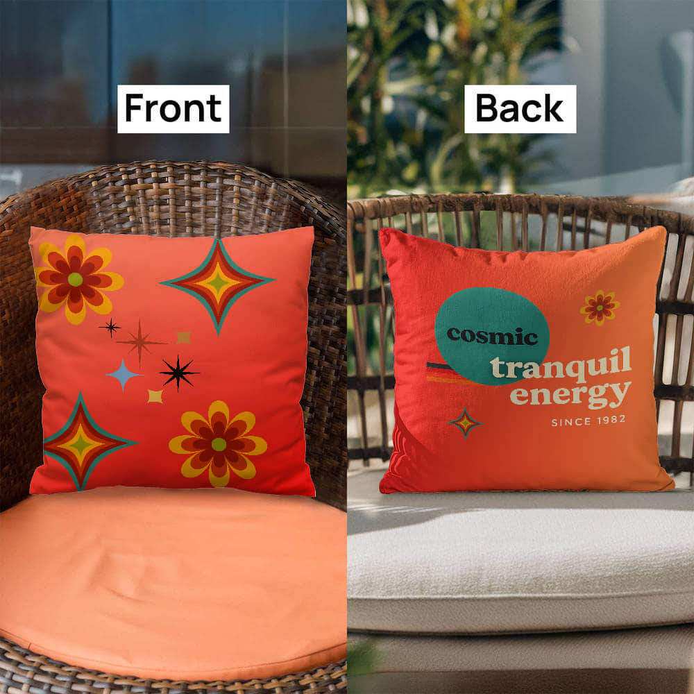 Colorful Cosmic Soul Throw Pillow | Retro Art Cushion by M.J. Piron