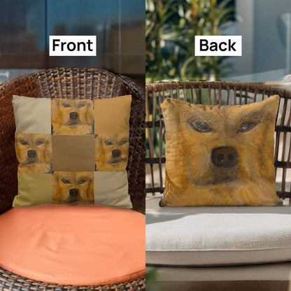 Woody's World Oil Portrait Pillow | Hand-Painted Golden Spirit Design by M.J. Piron