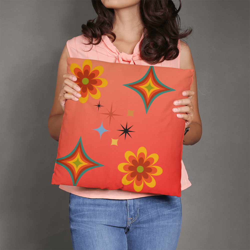 Colorful Cosmic Soul Throw Pillow | Retro Art Cushion by M.J. Piron