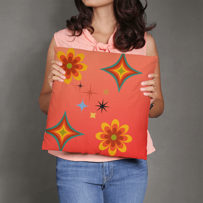 Colorful Cosmic Soul Throw Pillow | Retro Art Cushion by M.J. Piron