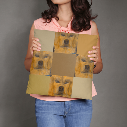 Woody's World Oil Portrait Pillow | Hand-Painted Golden Spirit Design by M.J. Piron