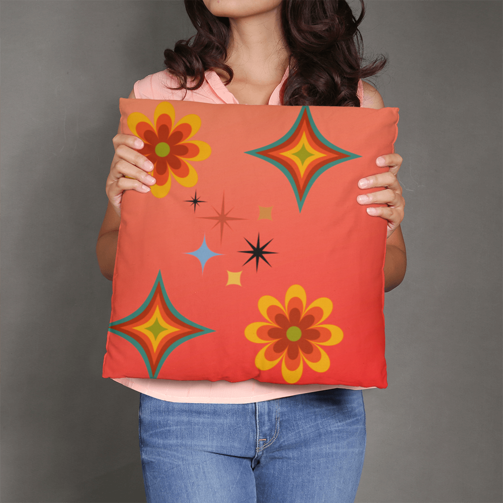 Colorful Cosmic Soul Throw Pillow | Retro Art Cushion by M.J. Piron