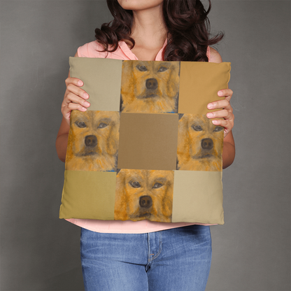 Woody's World Oil Portrait Pillow | Hand-Painted Golden Spirit Design by M.J. Piron