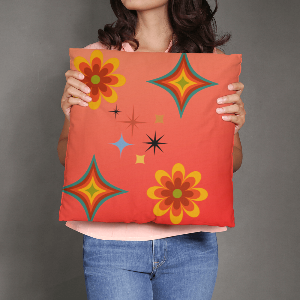 Colorful Cosmic Soul Throw Pillow | Retro Art Cushion by M.J. Piron