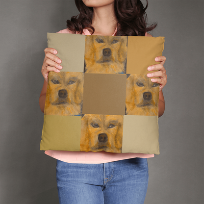 Woody's World Oil Portrait Pillow | Hand-Painted Golden Spirit Design by M.J. Piron