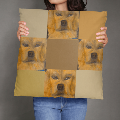 Woody's World Oil Portrait Pillow | Hand-Painted Golden Spirit Design by M.J. Piron