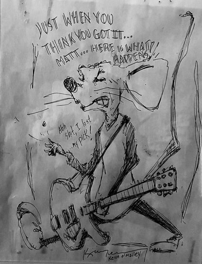 Funny Guitar Mouse Art Print  Rock Band Musician Sketch, Hand-Drawn Pencil Illustration, Humorous Music Lover Gift Drawn by me